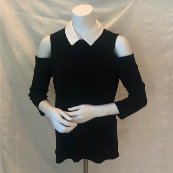 Karl Lagerfeld Tops - Karl Lagerfeld Black knit top with White Sz M.